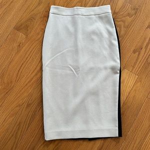 Blush pink and black leather pencil skirt